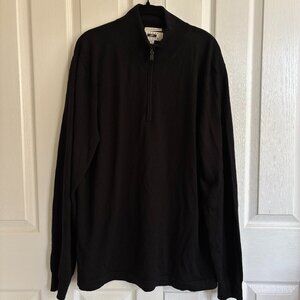 Joseph Abboud Quarter Zip Sweater Mens XXL 100% Extra Fine Merino Wool Black
